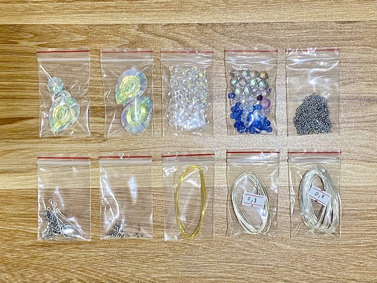 Spider Web Suncatcher DIY Kit - materials laid out (Web Only)