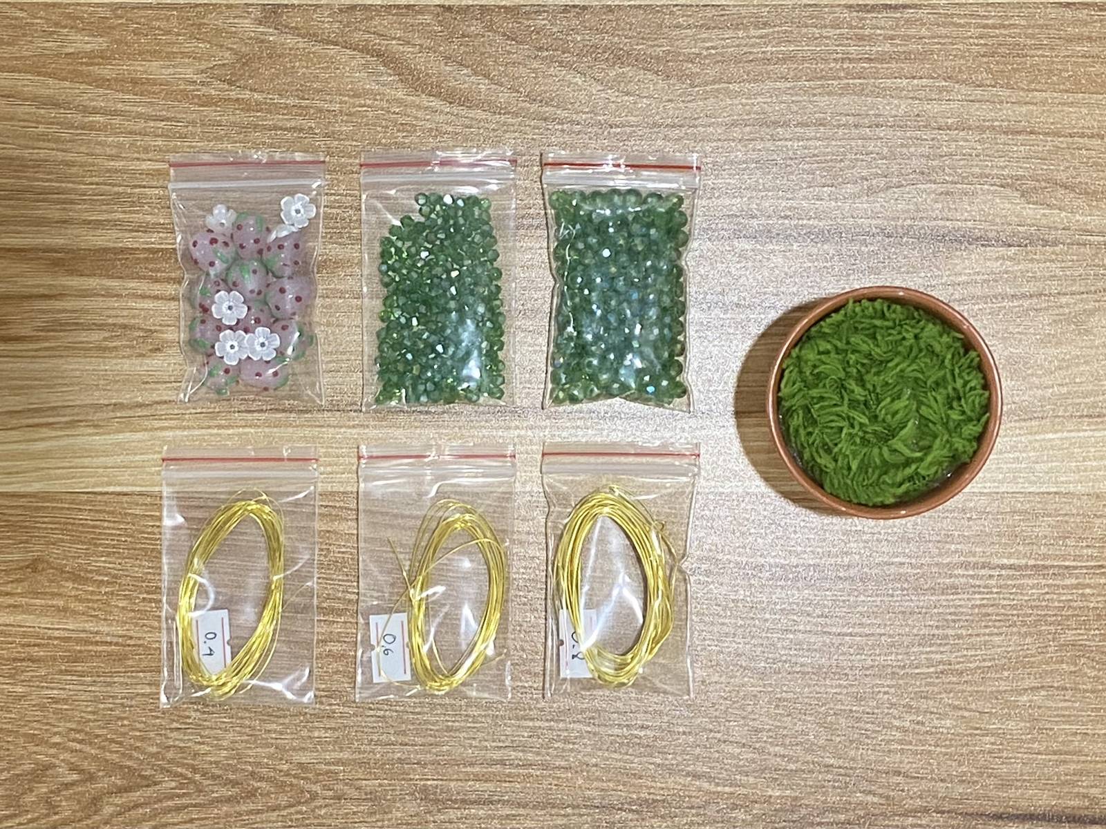 Strawberry Suncatcher DIY Kit - materials laid out (DIY Kit)